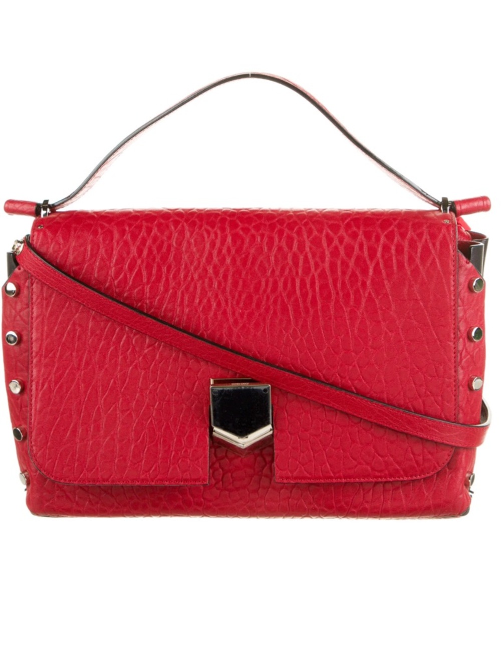 Jimmy Choo Lockett Red Leather Crossbody Bag Studded Designer Shoulder Bag